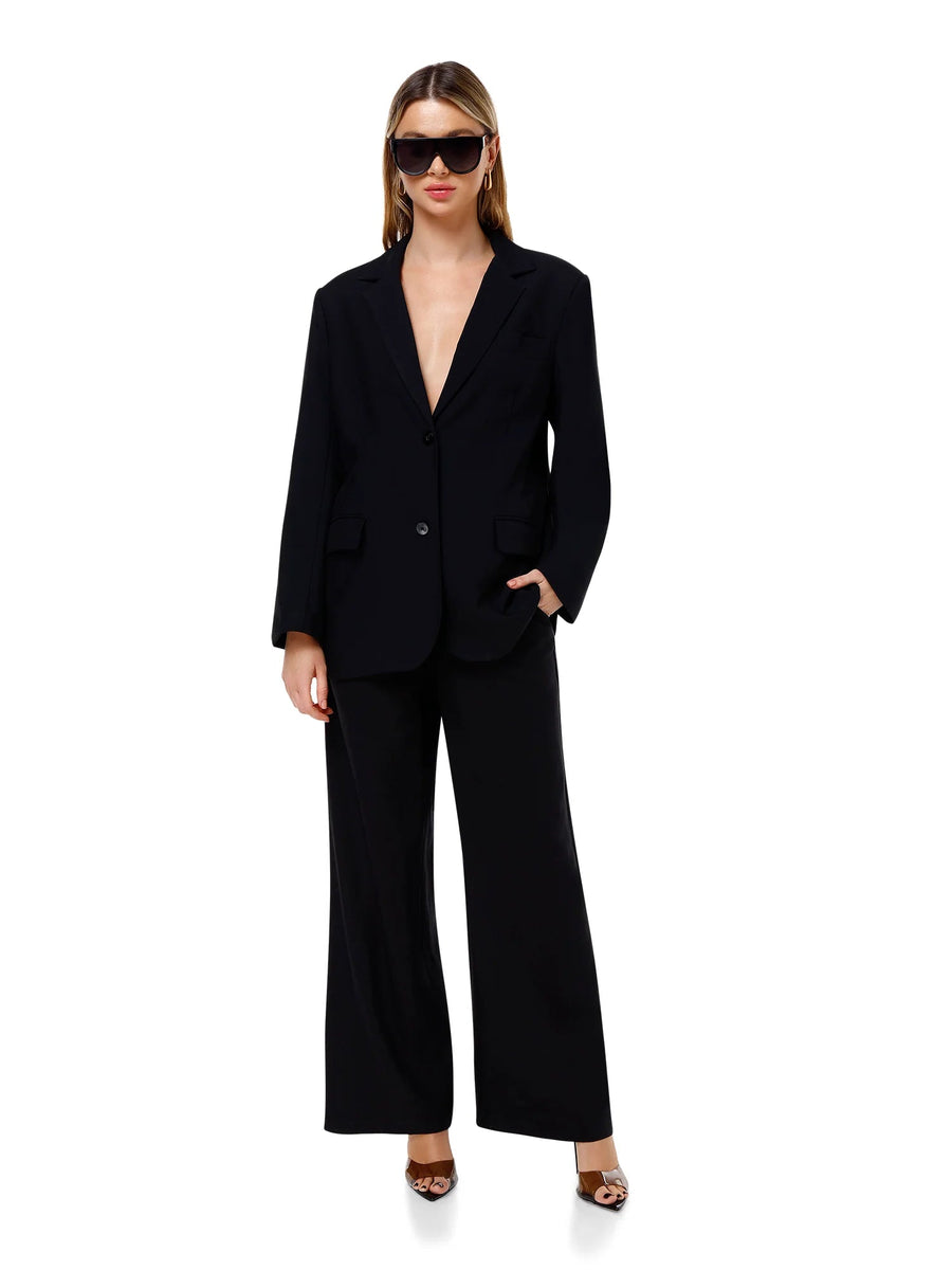 Black oversized ALALYA blazer with belt detail – structured fit for women – GCC