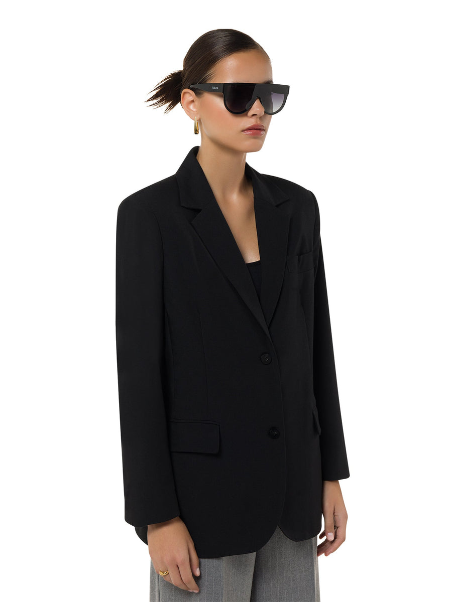 Luxury tailored women’s black blazer with peak lapel – ALALYA Duba