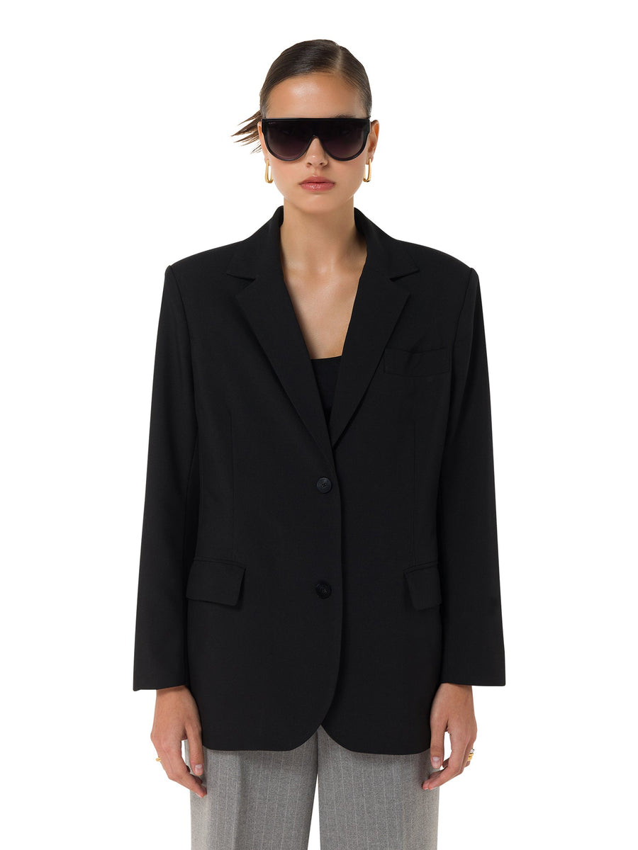 ALALYA Grandeur Noir oversized black blazer with padded shoulders – UAE