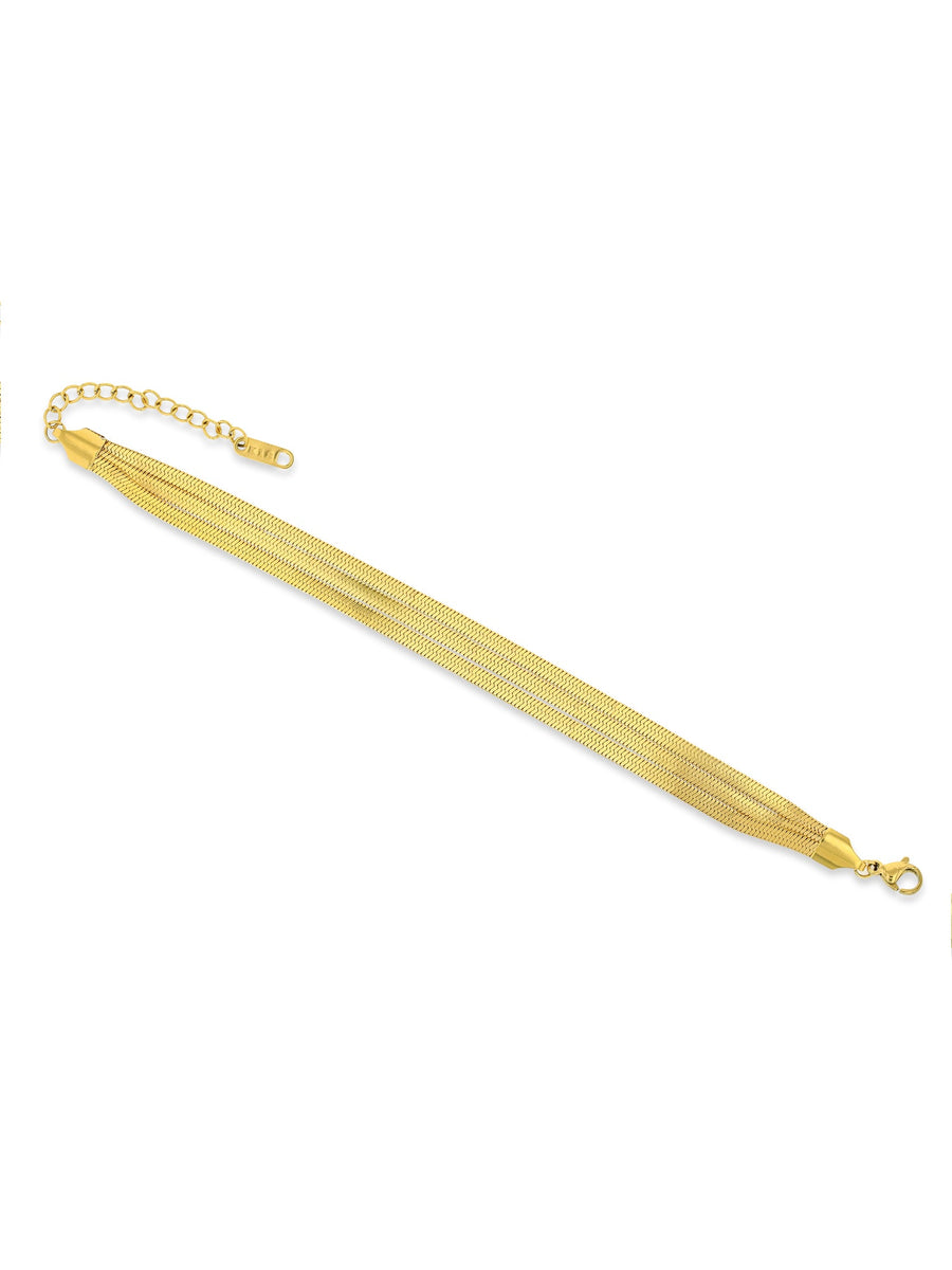 18ct gold layered chain bracelet for women – ALALYA UAE