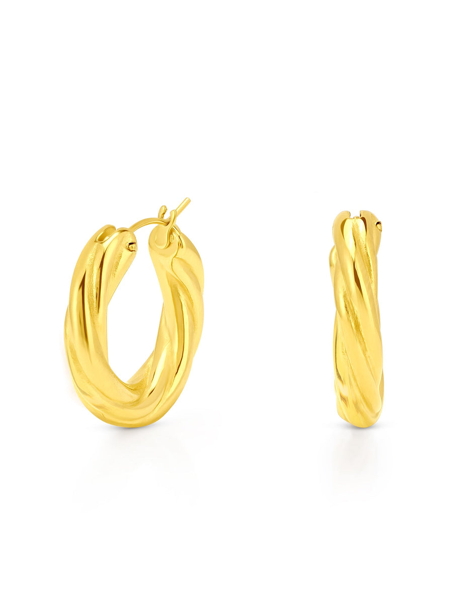 ALALYA 18ct Gold-Plated Sculptural Hoop Earrings – UAE
