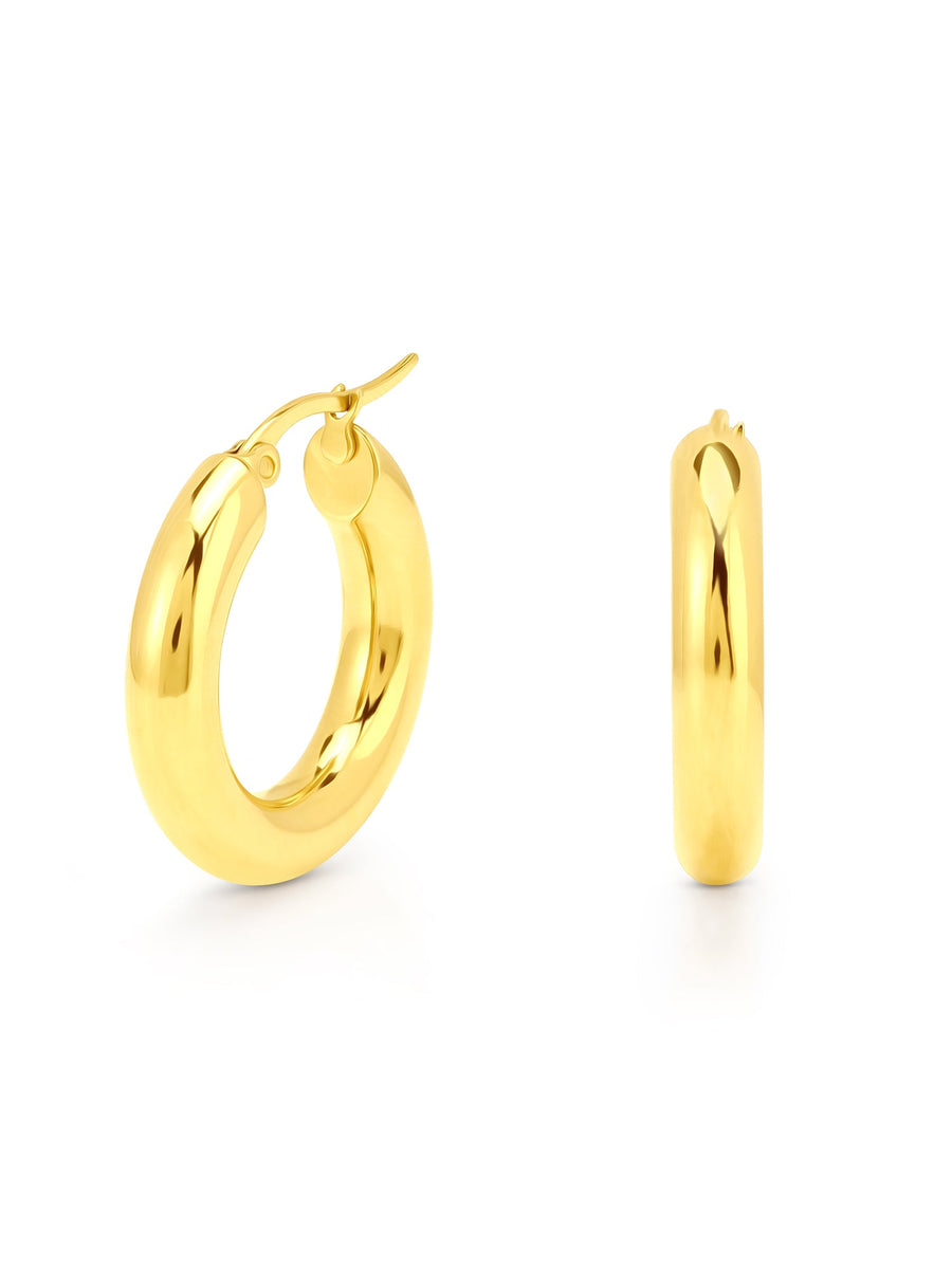 Sculptural 18ct gold-plated hoop earrings – ALALYA UAE