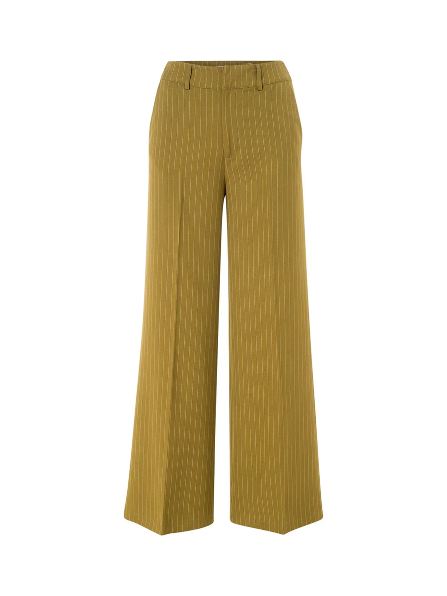 ALALYA Verde Linea™ tailored olive green 3-piece women's suit set – Trousers Front – UAE