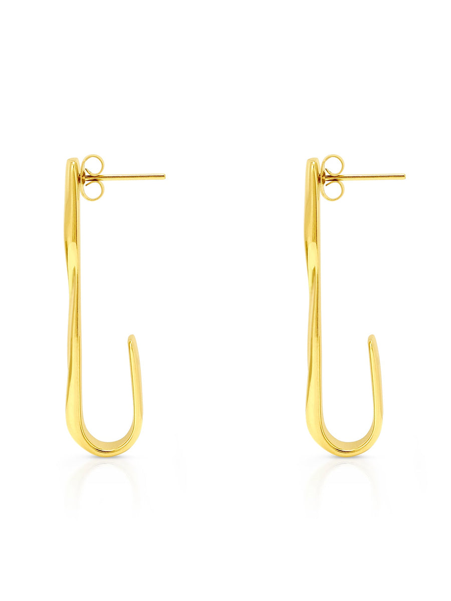 'Élégance Dorée' Gold - Plated Nickel - Free Bar Hoop Earrings - ALALYA