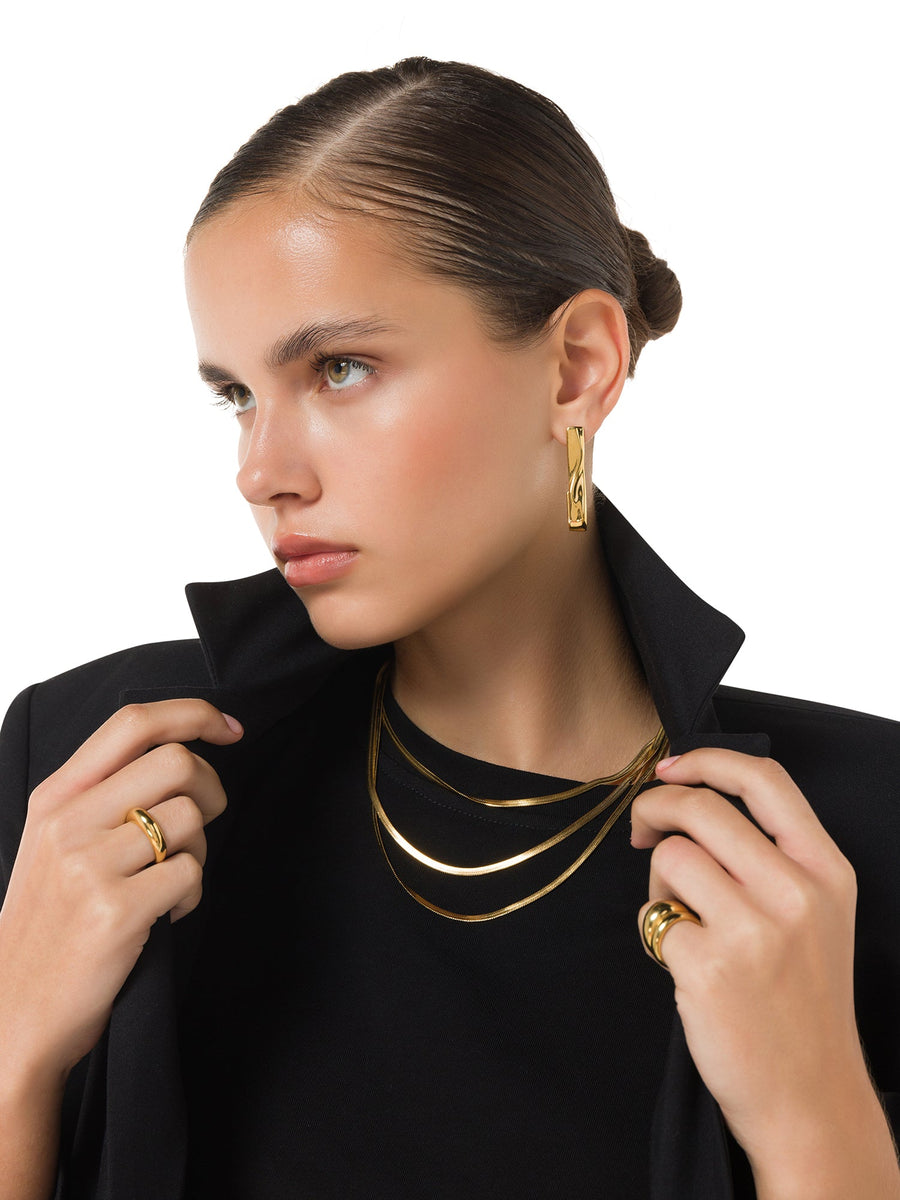 Gilded Serenity: Gold Layered Snake Necklace - ALALYA