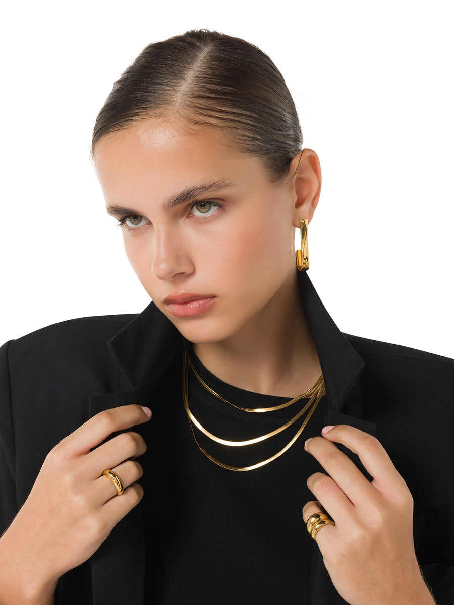 Gilded Serenity: Gold Layered Snake Necklace - ALALYA