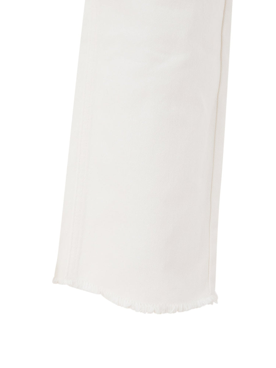 Lina™ | Mid-Rise White Criss-Cross Straight-Leg Jeans