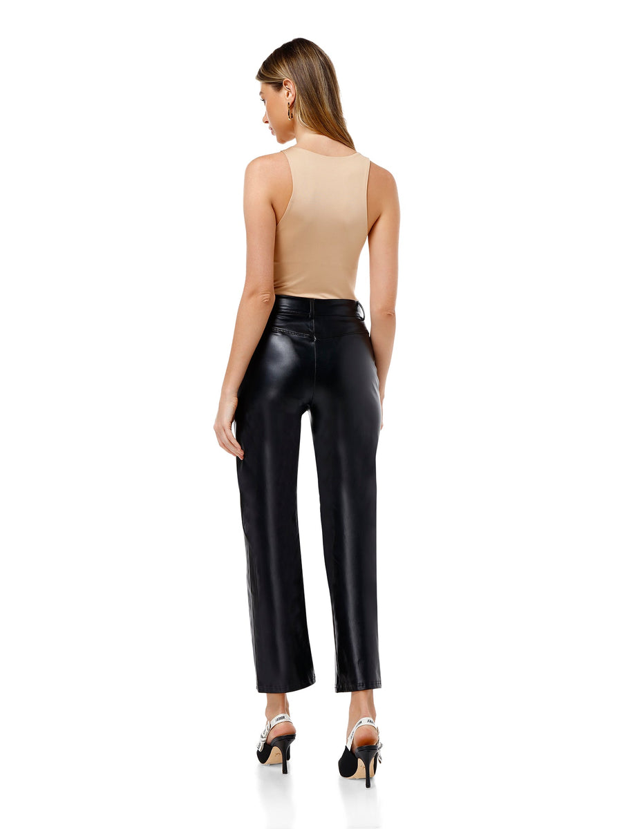 Luxury modest black trousers with straight-leg cut
