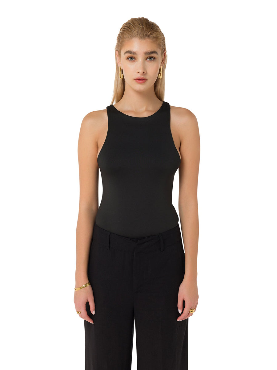 Noir Bliss Black Sleeveless Women's Bodysuit - ALALYA