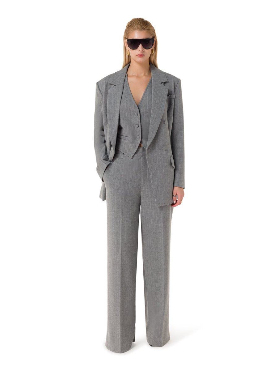 'Parisian Chic' Double - Breasted Grey Blazer - ALALYA