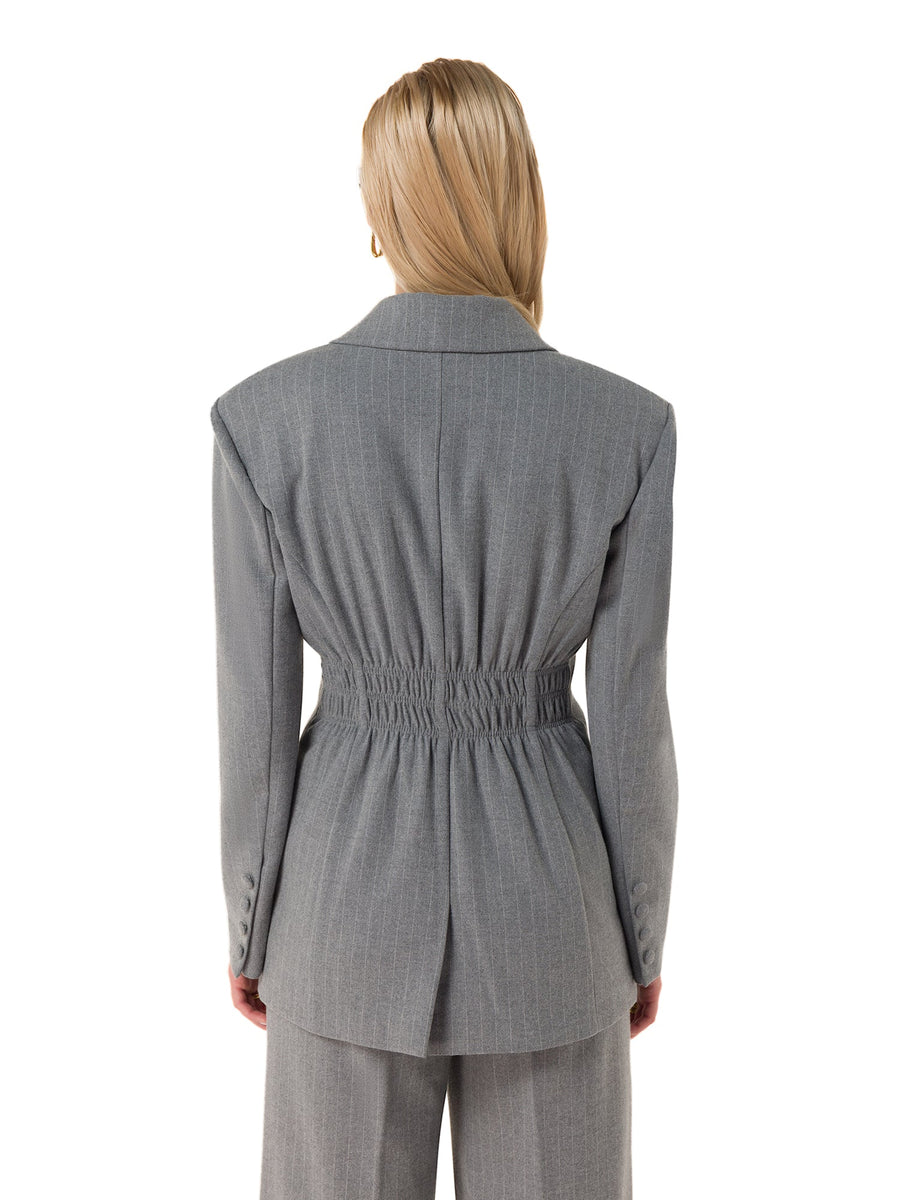 'Parisian Chic' Double - Breasted Grey Blazer - ALALYA