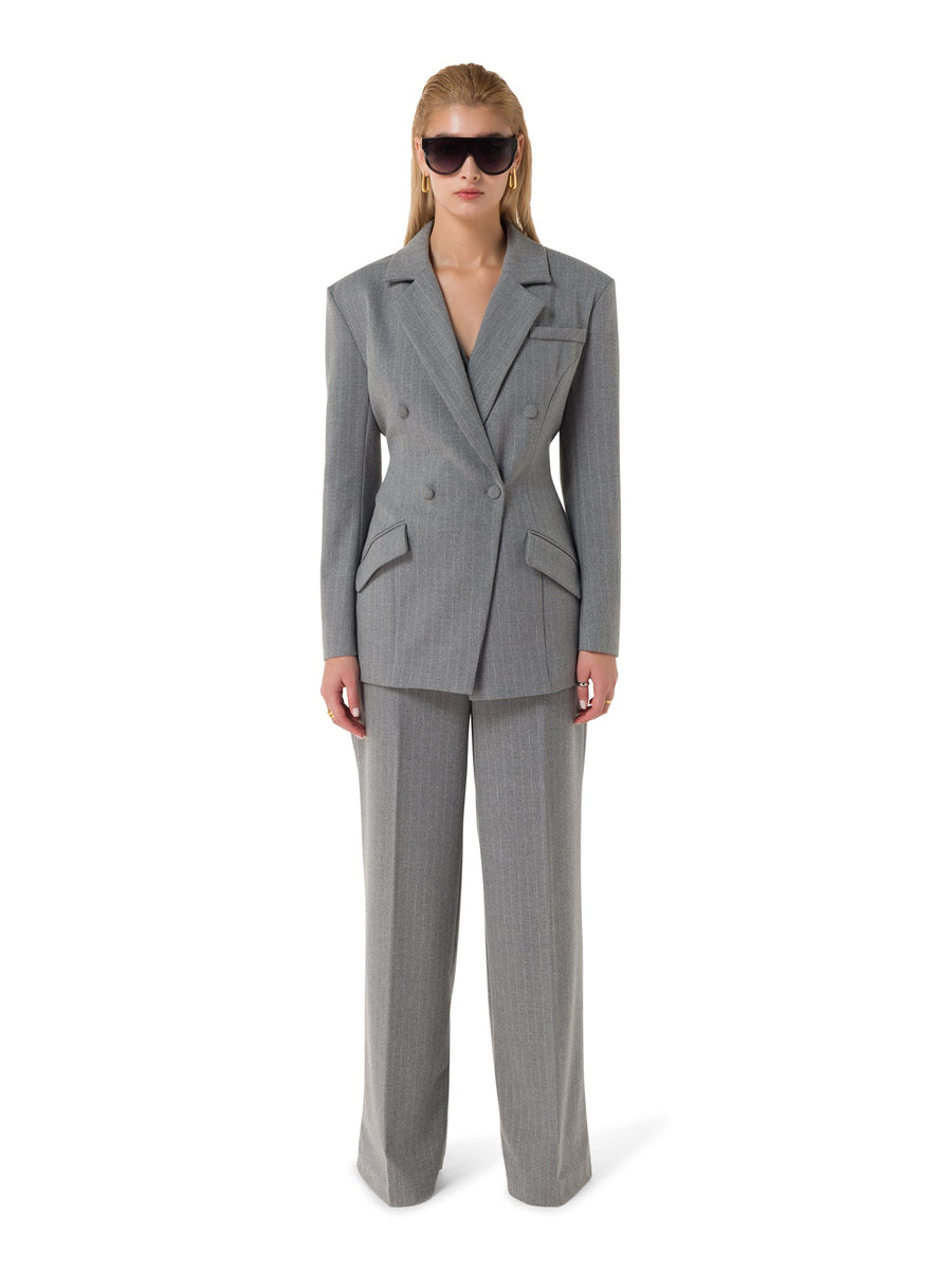 'Parisian Chic' Double - Breasted Grey Blazer - ALALYA