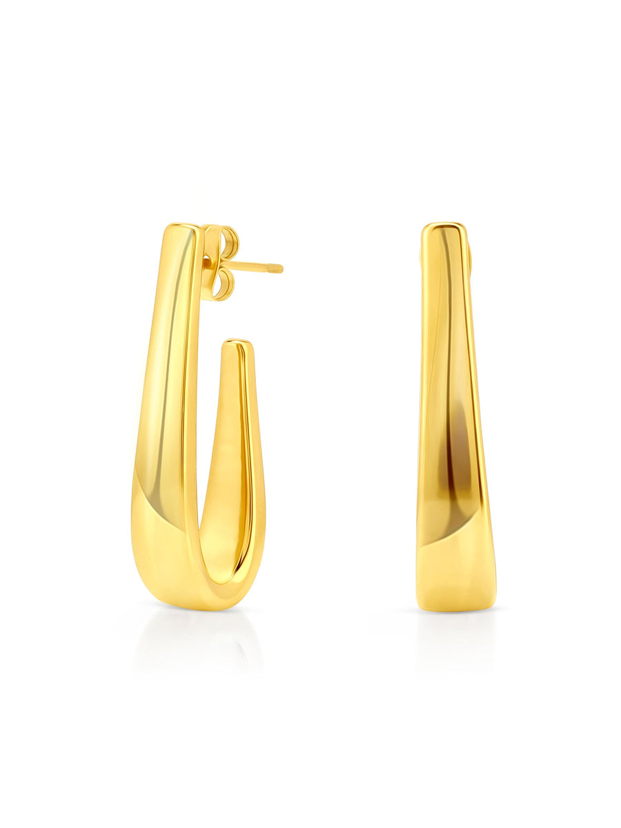 Back view of sculptural gold hoop earrings – ALALYA UAE capsule jewelry

